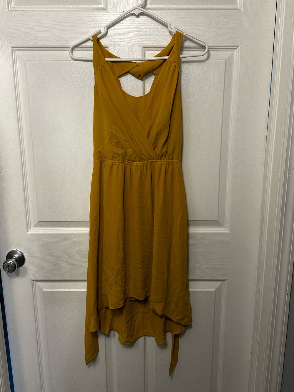 Express Mustard Yellow High-Low Sleeveless Dress